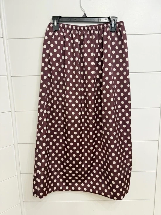 NEW Zara Maroon Polka Dot Midi Skirt Size Small 36343 - Picture 5 of 11